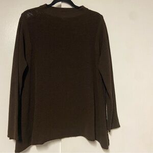 Sarah Pacini brown oversized ribbed Heavy open knit wool blend sweater One Size